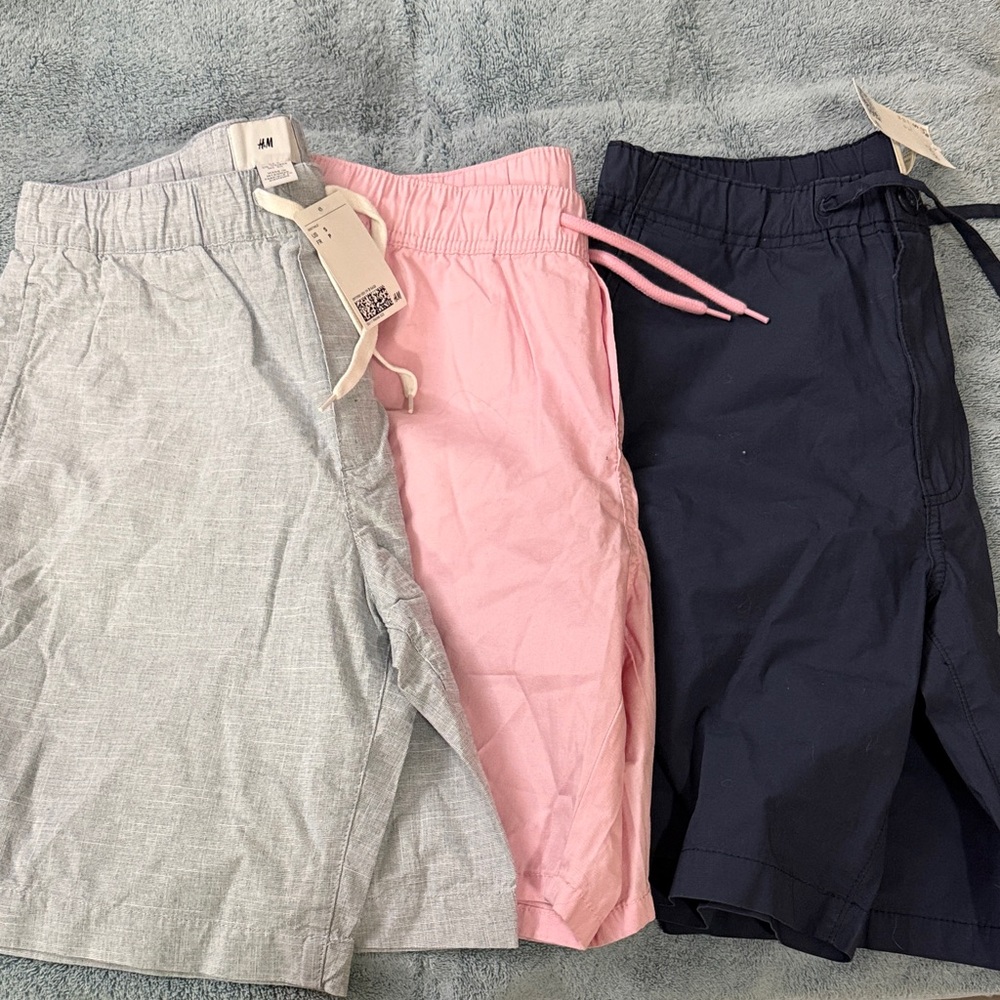 H&M Kids Shorts Trio - Light Gray, Soft Pink, Dark Navy